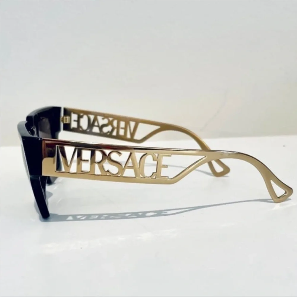 Versace Black and Gold Women's Low Bridge Fit Sunglasses, VE4431F50-X - Picture 1 of 8